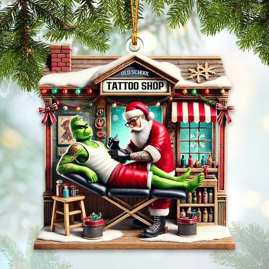 Joycorners Old School Tattoo Shop Home Decor Christmas Ornament, Personalized Ornament 2D Flat LM2211