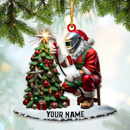 Joycorners Santa The Welder Home Decor Christmas Ornament, Personalized Ornament 2D Flat LM2211