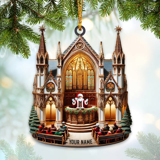 Joycorners Merry Christmas Santa Church Home Decor Christmas Ornament, Personalized Ornament 2D Flat LM2211