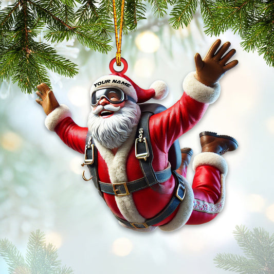 Joycorners Santa Skydiving Christmas Ornament, Personalized Ornament 2D Flat LM2211