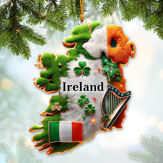 Joycorners Custom Ornament, Ireland Map Ornament, Christmas Decor 2D Flat LM2211