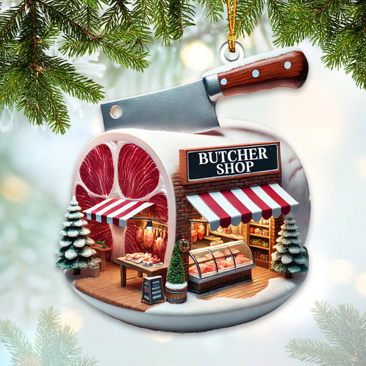 Joycorners Christmas Butcher Shop Home Decor Christmas Ornament, Personalized Ornament 2D Flat LM2211