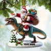 Joycorners Santa Riding A Dinosaur Christmas Ornament, Personalized Ornament 2D Flat LM2211