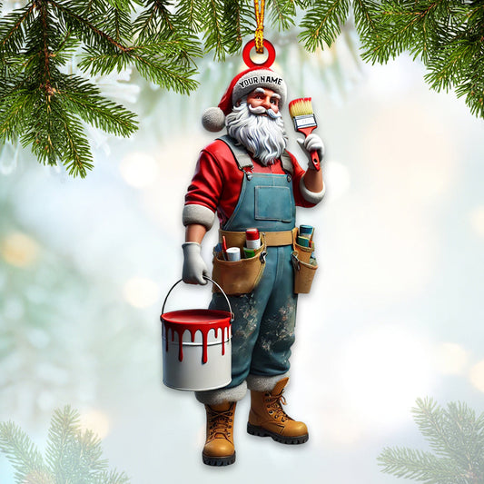 Joycorners Santa The Painter Home Decor Christmas Ornament, Personalized Ornament 2D Flat LM2211