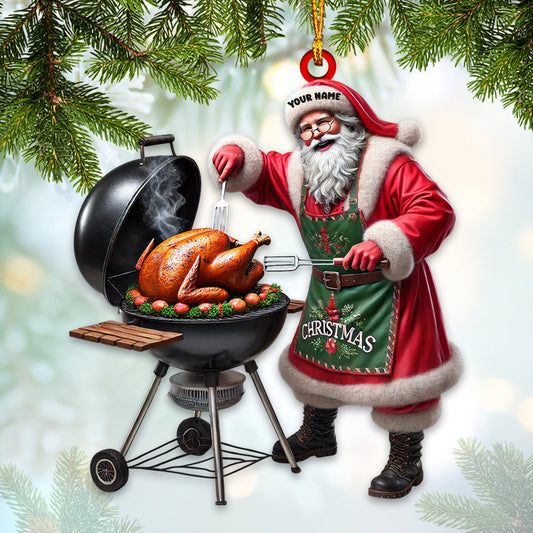 Joycorners Merry Christmas Santa BBQ Home Decor Christmas Ornament, Personalized Ornament 2D Flat LM2211