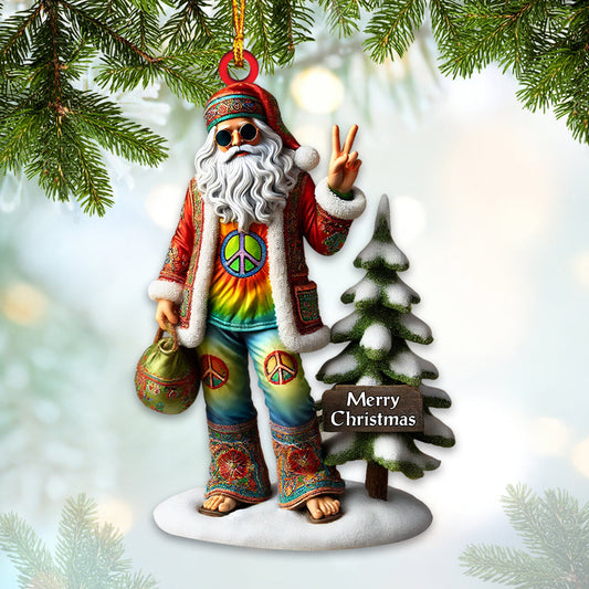 Joycorners Santa Wearing Hippie Christmas Ornament, Personalized Ornament 2D Flat LM2211