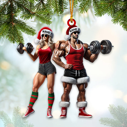 Joycorners Couple Dumbbell Push Home Decor Christmas Ornament, Personalized Ornament 2D Flat LM2211