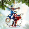 Joycorners Custom Name American Ornament, America Love Christmas Decoration 2D Flat LM2111