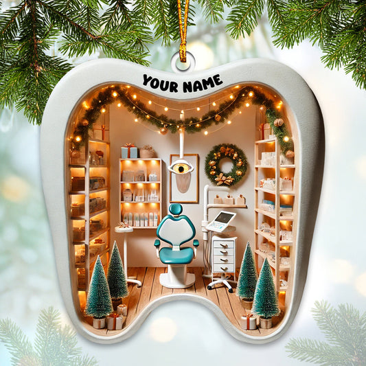 Joycorners Custom Name Dentist Ornament, Dentist Christmas Gifts 2D Flat LM2211