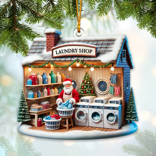 Joycorners Christmas Laundry Shop Home Decor Christmas Ornament, Personalized Ornament 2D Flat LM2211