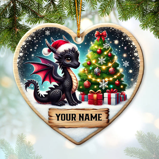 Joycorners Custom Ornament, Little Black Dragon Ornament, Christmas Decor 2D Flat LM2211