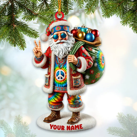 Joycorners Hippie Santa Christmas Ornament, Personalized Ornament 2D Flat LM2211