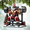 Joycorners Custom Name Gym Work Out Santa Ornament, Gymnastics Christmas Gifts 2D Flat LM2211