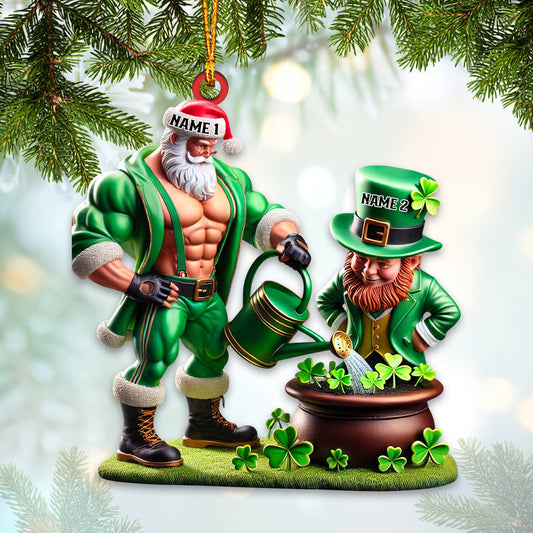 Joycorners Lucky Leprechaun In Green Leotards Home Decor Christmas Ornament, Personalized Ornament 2D Flat LM2211