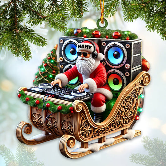 Joycorners DJ Santa Christmas Ornament, Personalized Ornament 2D Flat LM2211