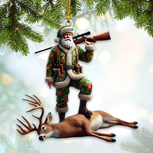 Joycorners Custom Name Deer Hunting Ornament, Deer Hunter Christmas Gift 2D Flat LM2211