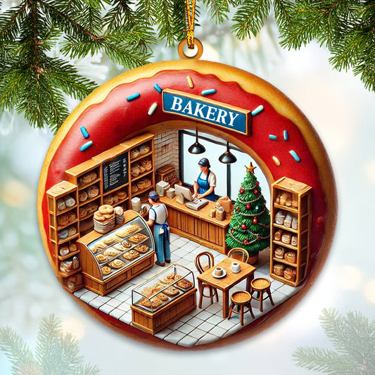 Joycorners Christmas Donut Bakery Home Decor Christmas Ornament, Personalized Ornament 2D Flat LM2211