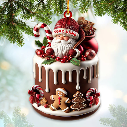 Joycorners Custom Name Bakery Santa Ornament, Christmas Decoration for Bakery Shop 2D Flat LM2211