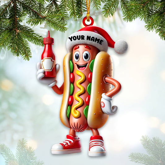 Joycorners Hotdog Home Decor Christmas Ornament, Personalized Ornament 2D Flat LM2211
