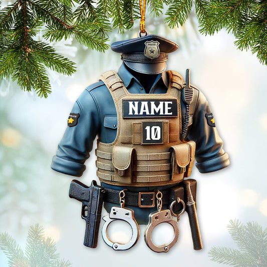 Joycorners Custom Ornament, Police Symbol Ornament, Christmas Decor 2D Flat LM2211