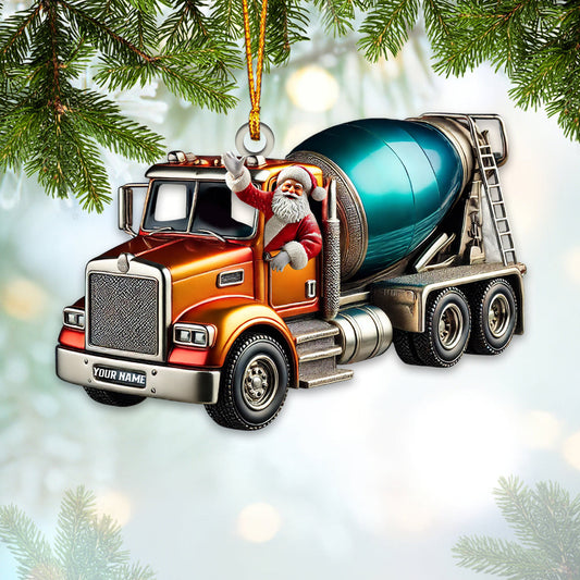 Joycorners Custom Name Truck Santa Ornament, Trucker Christmas Gift 2D Flat LM2211