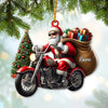Joycorners Custom Name Santa Bike Ornament, Santa Bike Christmas Gift 2D Flat LM2111