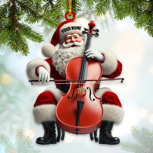 Joycorners Upright Bass Santa Home Decor Christmas Ornament, Personalized Ornament 2D Flat LM2211