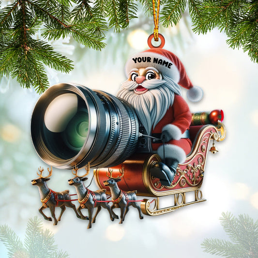 Joycorners Photographer Santa Coming Christmas Home Decor Christmas Ornament, Personalized Ornament 2D Flat LM2211
