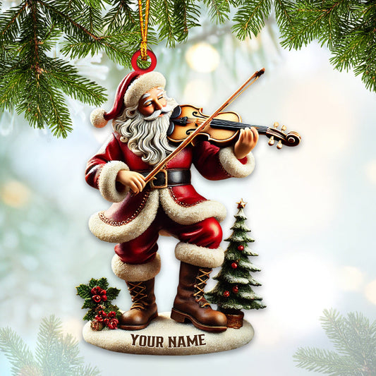 Joycorners Santa Violin Christmas Ornament, Personalized Ornament 2D Flat LM2211