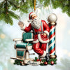 Joycorners Custom Barber Santa Ornament, Personalized Ornaments 2D Flat LM2211