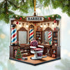 Joycorners Custom Name Barber Ornament, Barber Shop Christmas Decoration 2D Flat LM2111