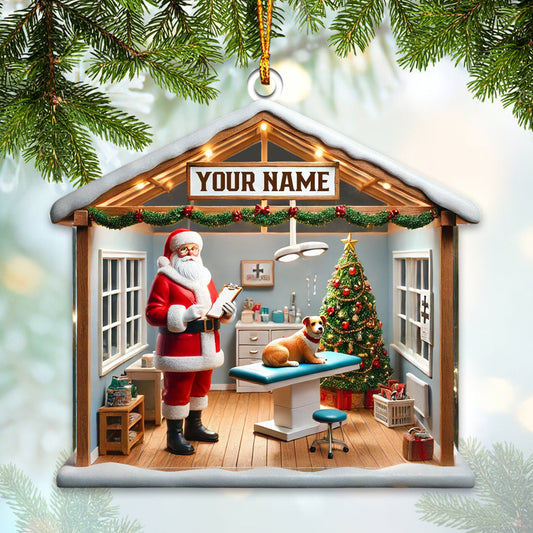 Joycorners Pet Shop Santa Christmas Ornament, Personalized Ornament 2D Flat LM2211