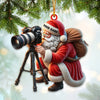 Joycorners Custom Name Santa Microscope Ornament, Microscope Love Christmas Decoration 2D Flat LM2111