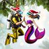 Joycorners Custom Name Diving Couple Ornament, Couple Christmas Gift 2D Flat LM2111