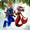 Joycorners Custom Name Diving Couple Ornament, Couple Christmas Gift 2D Flat LM2111