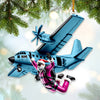 Joycorners Custom Name Santa Airplane Ornament, Christmas Gift for Airplane Lover 2D Flat LM2111