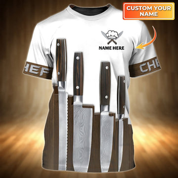 Joycorners Chef Cook Personalized Name 3D Tshirt, Master Chef Shirts, Gift For Chef, Cooking Lover Shirt