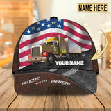 Joycorners Trucker American Ride With Pride Customized Name 3D Cap
