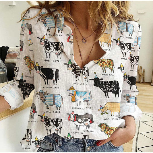 Joycorners Cow Puns Casual Shirt