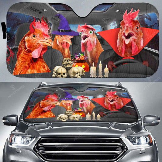 Joycorners Happy Halloween Chicken Car 3D Printed Sun Shade