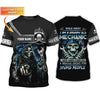 Joycorners Personalized Name Grumpy Old Mechanic 3D Shirts, Skull Mechanical Tshirt For Him, Mechanic Men Shirt PT2609