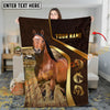 Joycorners Horses Trio on Modern Geometric Leather Background Personalized Name 3D Blanket (8 Breeds)
