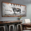 Joycorners Longhorn Cattle Personalized Name Canvas Cattle Ranch Signs