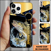 Joycorners Fishing Black Gold Tech Frame Water Splash Personalized Name Phone Case (10 Fish Species)