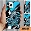 Joycorners Fishing Blue Black Geometric Lightning Splash Personalized Name Phone Case (10 Fish Species)