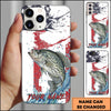 Joycorners Fishing Patriotic Paint Splash Water Effect Personalized Name Phone Case (10 Fish Species)