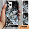 Joycorners Fishing Tribal Pattern Black White Water Splash Personalized Name Phone Case (10 Fish Species)