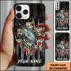 Joycorners Fishing Camo Cross Fishing Lure Art Personalized Name Phone Case (10 Fish Species)