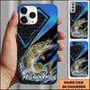 Joycorners Fishing Electric Blue Arrow Pattern Splash Personalized Name Phone Case (10 Fish Species)