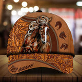 Personalized love horse family art leather flowers pattern cap